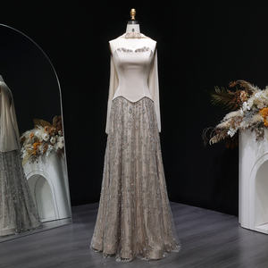 Abito da sera Jancember LSZ627 color champagne con perline di cristallo, abito da ballo senza spalline a trapezio, Vestido De Noche, per feste di fidanzamento formali - Product Image 2