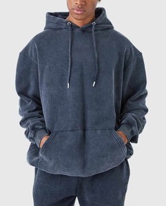 Venta al por mayor lavado con ácido precio barato hombres chándales Venta caliente de alta calidad pulóver con capucha y cintura elástica pantalones chándales hombres - Product Image 4