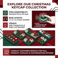Christmas Mechanical Keyboard Clicker Fidget Toy Holiday Artisan Keycap Keychain Office Stress Relief Stocking Stuffers