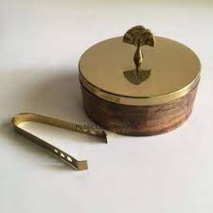 Casserole de récipient de stockage de nourriture et de chapati de forme ronde en bois de mangue de qualité luxueuse de concepteur standard simple d'Inde - Product Image 6