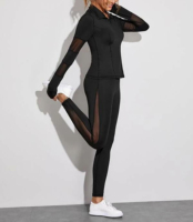 Maille de fitness de couleur unie 2 pièces ensembles côtelé sans couture Yoga ensemble Sexy Sportswear Gym femmes 2 pièces soutien-gorge de sport à dos haut