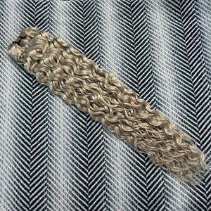 18A <b>Ash</b> <b>Blonde</b> Weft Curly <b>Hair</b> <b>Extensions</b> Remy European Human <b>Hair</b> Flat Weft - Product Image 4