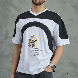 La última moda más vendida, camiseta colorida informal de Hip Hop para hombre, camisetas al por mayor con cuello en V para hombre, camisetas ajustadas con cuello redondo para hombre - Product Image 3