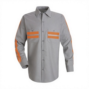 Chemises de travail à manches longues en coton 100% avec logo personnalisé, réfléchissantes, de sécurité, pour hommes - Product Image 1