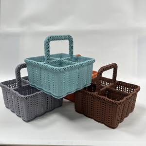 <b>Wholesale</b> OEM ODM Sculpted Designer Plastic Storage Basket with Handle Tasteful <b>Domestic</b> Utility Basket & Boxes - Product Image 6