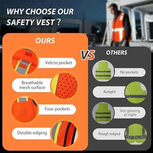 เสื้อกั๊กนิรภัยมีซิปด้านหน้าและกระเป๋าหลายช่องเสื้อกั๊กมองเห็นได้ชัดเจน - Product Image 5