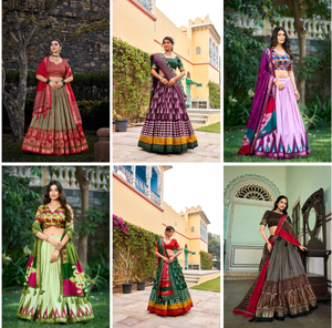 Nuevo diseñador Totalmente cosido Tussar Seda Impreso Foil Print Lehenga Choli Set South Indian Style Party Wedding Wear Listo para usar - Product Image 6