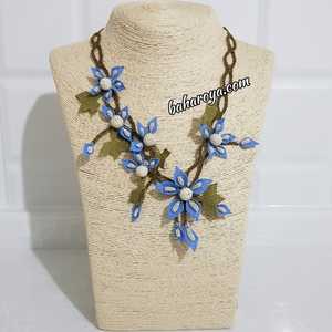 Mavi İğne Oyası Fıstık Çiçekli Kolye Moda Ve Elegansta Ait Kolye - Product Image 1