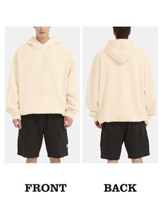 Sudadera con capucha de tela polar mezclada de algodón básico de calidad superior para hombre, sudaderas con capucha informales con dobladillo y puños acanalados para ropa de invierno - Product Image 6