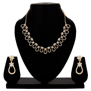 AD Necklaces <b>Set</b>, AD Gold Necklaces <b>Set</b>, Gift for <b>Women</b>, Gold Plated Necklaces <b>Set</b>, Copper & Brass Chapado En Oro Oro Laminado - Product Image 1