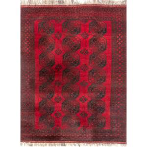 Alfombra Kiaan de Lana Anudada a Mano, Estilo Clásico, Rojo Naranja, Geométrica Abstracta, Rectangular, Grande, para Sala de Estar o Pasillo - Paem-1231 - Product Image 1