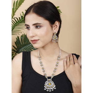 Collier long rond jaune GS pour soirée, fabriqué en alliage durable - Product Image 3