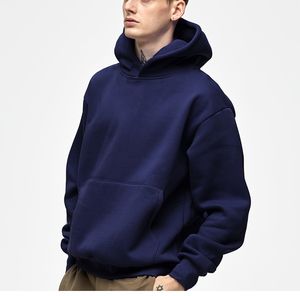 Vêtements de rue personnalisés sweat à capuche uni 100% coton broderie 500 gsm poids lourd hommes polaire surdimensionné blanc bouffant sweats à capuche imprimés - Product Image 1