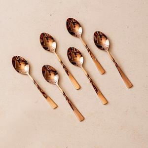 High Quality <b>Gold</b> Plated Spoons Salad Server Set Wooden Handle Serving Spoons Slotted Spoon Salad Server Set - Product Image 3