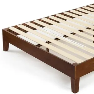 עתיק אספרסו גימור מלכת גודל 12 אינץ Deluxe עץ פלטפורמת מיטה