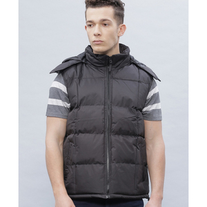 Chaleco acolchado grueso y cálido de invierno para hombre, cierre de cremallera, logotipo personalizado, a prueba de viento, tela impermeable, relleno de algodón, informal de gran tamaño - Product Image 1