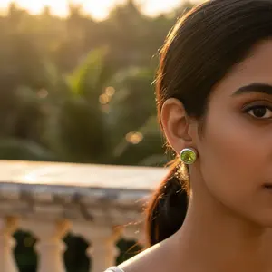 18K Gold Plated 925 <b>Silver</b> <b>Drop</b> <b>Earrings</b> with Peridot Green Gemstone for Wedding Gift Featuring Pear Diamond Turquoise Stone - Product Image 2