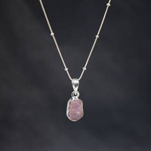 Quartz rose naturel rose pierre précieuse brute classique solide 925 argent Sterling collier fait main accessoires de mode pendentif colliers - Product Image 2