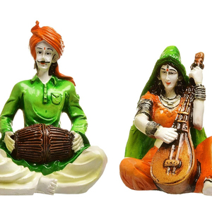 India Conjunto de 2 Hermoso Pueblo Rajasthani Pareja - Product Image 1