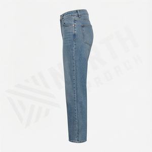 Pantalones Vaqueros de Alta Calidad para Mujer, Corte Holgado, Pierna Ancha, Cintura Alta, Tallas Grandes, Color Personalizado, Parte Inferior de Algodón Transpirable - Product Image 3