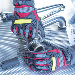 Gants de sécurité à contraste de couleur blanc, noir et marron, prix d'usine, design haut de gamme, matière en cuir, gants anti-impact - Product Image 2