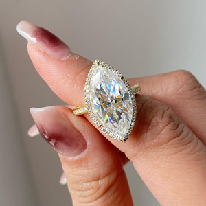 ต้นฉบับคุณภาพ5.55 tcw Marquise CUT Moissanite เพชรรัศมีหมั้นแหวนทอง14K สีเหลืองเครื่องประดับงานแต่งงานของเธอ - Product Image 2