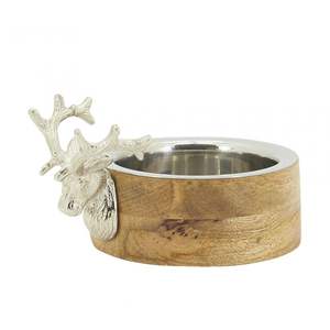 Cuenco de madera hecho a mano personalizable con base de metal elaborado con materiales duraderos para un uso doméstico elegante de larga duración - Product Image 2