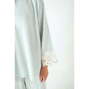 Ensemble coordonné en crêpe froissé vert menthe pour femme – Tendance décontractée deux pièces – Tailles XS/S/XS/S – Idéal printemps/été - Product Image 2