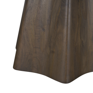 Mesa de Comedor Redonda de Madera de Mango Maciza con Base de Madera con Patrón de Ondas Festoneadas Únicas, Acabado en Tinte Marrón Oscuro para el Hogar y la Cocina - Product Image 5