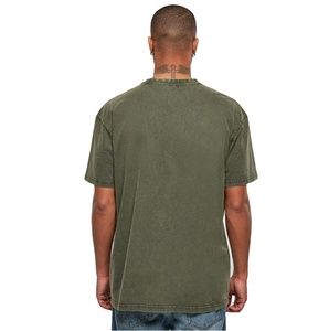 Camiseta de lona lavada con ácido de gran tamaño transpirable de alta calidad con bolsillos delanteros, camisetas de lavado ácido de gran tamaño OEM al por mayor - Product Image 3