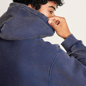 Envío rápido Fabricante OEM Venta al por mayor Sudaderas con capucha de talla grande Recortada Peso pesado 420 GSM Bordado desgastado Lavado ácido Sudadera con capucha - Product Image 4