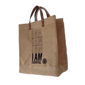 100% sac à provisions en jute naturel de bonne qualité Logo personnalisé écologique imprimé pour dames sac de transport pour l'épicerie légumes Fruits - Product Image 1