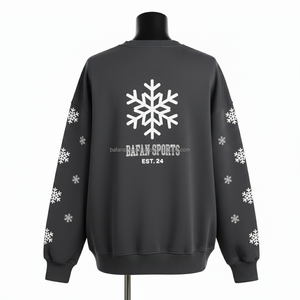 Sweat-shirt oversize pour femme en tissu polaire 320 GSM, chaud pour l'hiver, couleurs unies, imprimé flocon de neige, logo personnalisé, sweat-shirt respirant pour femme - Product Image 2