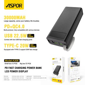 Aspor A306 PD 20 Wát 30000mAh nhanh chóng sạc ngân hàng điện máy tính xách tay ngân hàng điện với 22.5 Wát <span class=keywords><strong>USB</strong></span> cable charger - Product Image 5