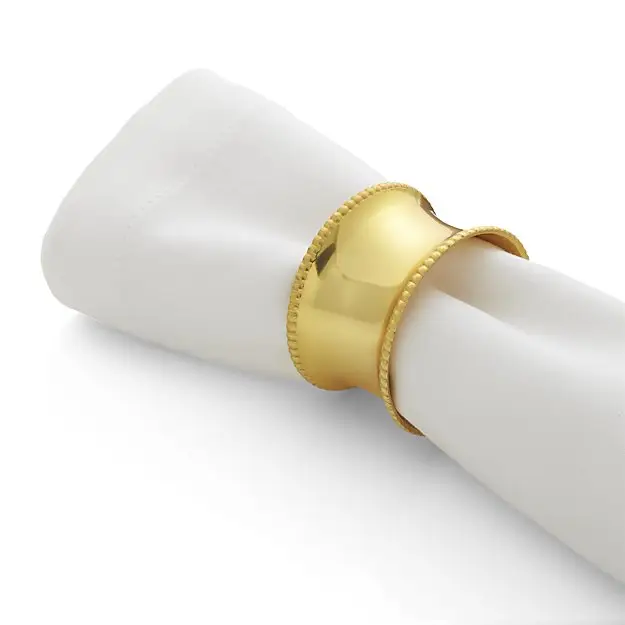 Handmade Brass doted border napkin ring sparkly & shiny metallic gold ring holder for Wedding Dinner Parties Reception