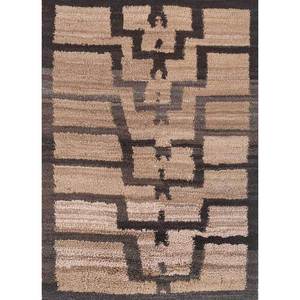 พรมขนสัตว์ถักมือสีเบจและสีน้ำตาลลายเรขาคณิตสำหรับห้องนั่งเล่นและรถยนต์ ขนาด 9x12 รุ่น Pae-1379 - Product Image 1