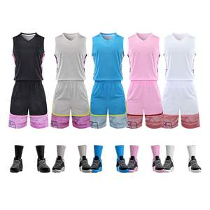 Venta caliente mejor diseño Reversible uniforme de baloncesto camisa deportiva y pantalones cortos logotipo cosido personalizado sublimación camiseta de baloncesto - Product Image 1