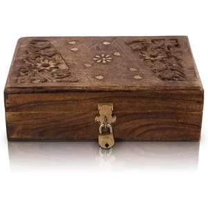 Boîtes de rangement en bois modernes de style vintage avec un design sculpté de qualité pour la décoration intérieure Bijoux en forme de rectangle directement de l'Inde - Product Image 4