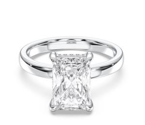 3.19 Carat E-F/VVS-VS Moissanite Radiant et Forme Ronde Diamant Prong Set Solitaire Bague de Fiançailles Fabriqué en Platine Pour Les Femmes - Product Image 1