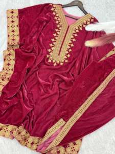 Dhoti salwar ชุดอินเดียแบบดั้งเดิมผลิตจากผ้ากำมะหยี่เส้นใยวิสคอส - Product Image 6