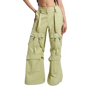 महिलाओं के लुभावनी अनुकूलित के लिए हल्के वजन कपास कपड़े कार्गो पैंट नवीनतम डिजाइन कार्गो पतलून