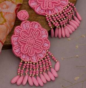 Pendientes de Cuentas Naranjas, Pendientes Personalizados con Múltiples Cuentas, Joyería Festiva para Mujer al Mejor Precio - Product Image 3