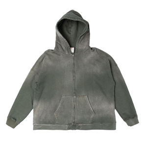 Sweat-shirts pour hommes personnalisés en molleton 100% coton, style streetwear, surdimensionné, lourd, épais, fermeture éclair, vintage, délavé au soleil, délavé à l'acide - Product Image 4