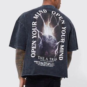 Camiseta con serigrafía personalizada, Camiseta holgada informal de alta calidad con cuello redondo para hombre - Product Image 4