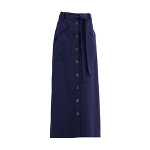 Vintage <b>Navy</b> Gabardine <b>Wrap</b> Skirt with Adjustable Empire Waist - Product Image 1