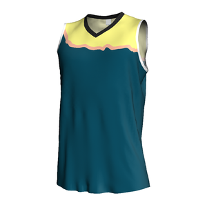 Custom Color Blocked Basketball Jersey Sleeveless V-neck Breathable Unisex Adult Sport Apparel Regular Fit Polyester Material - Product Image 1