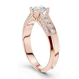 Anillo de Compromiso con Halo de Diamantes de Laboratorio Redondos Brillantes de 1.122 CT, Claridad VVS-VS EF, Oro de 18K, 14K, 10K y Plata 925, Color Rosa - Product Image 5