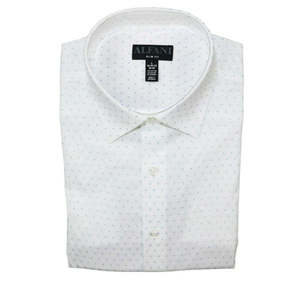 Camicia Casual Slim Fit da Uomo Alfani, Stampa Triangolare, Tessuto Popeline Antipiega, Stile Ufficio ODM in Bianco, Taglie 14-32-33 - Product Image 1