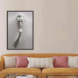 Modern Male Sculpture Glass Print: Stylish Canvas Artwork Decor,<b>BLACK</b> <b>FRAMED</b> CANVAS - Product Image 1