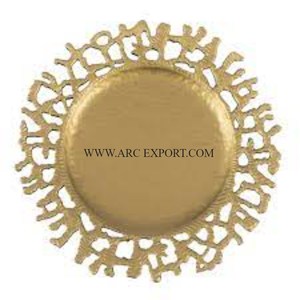 Assiette décorative de table en laiton massif poli doré de qualité supérieure grande vaisselle de maison et de mariage assiette de chargeur de nourriture - Product Image 2